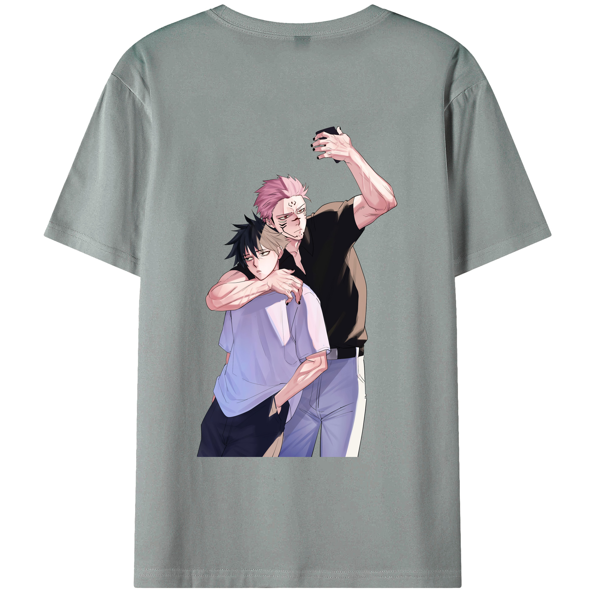（画像用） 呪術廻戦 Jujutsu Kaisen 綿100％ メンズ半袖Tシャツ（バックプリント） 通気性